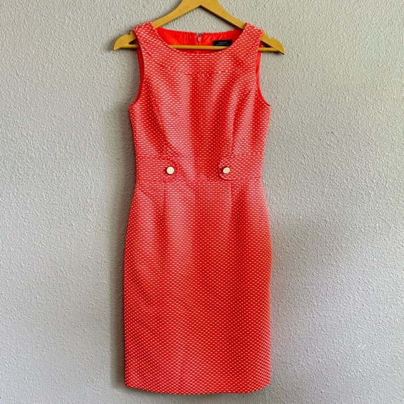 Tahari-Levine Knee Length Sheath Dress Size 2 Spring Summer Coral Peach EUC - Picture 1 of 5